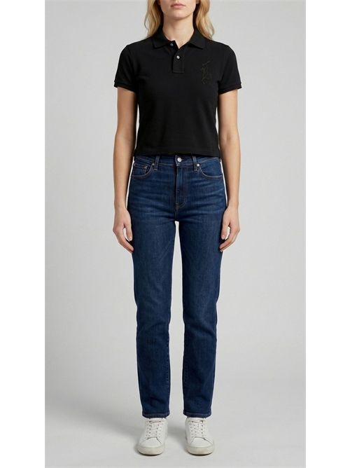 polo donna cropped nero Ralph Lauren | 211A12742001